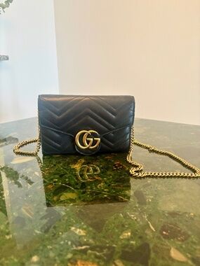 Gucci Marmont WOC Black Matelassé Chain Bag